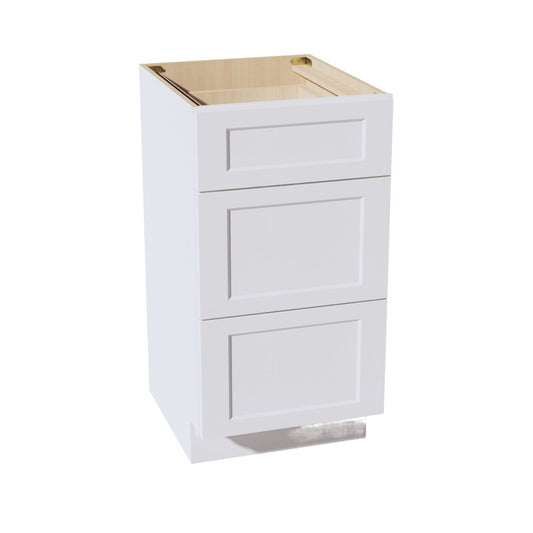 HF - VDB1821: Frost White Shaker 18"W x 34 - 1/2"H x 21"D 3 Drawers Vanity Base Cabinets - NextCabinets