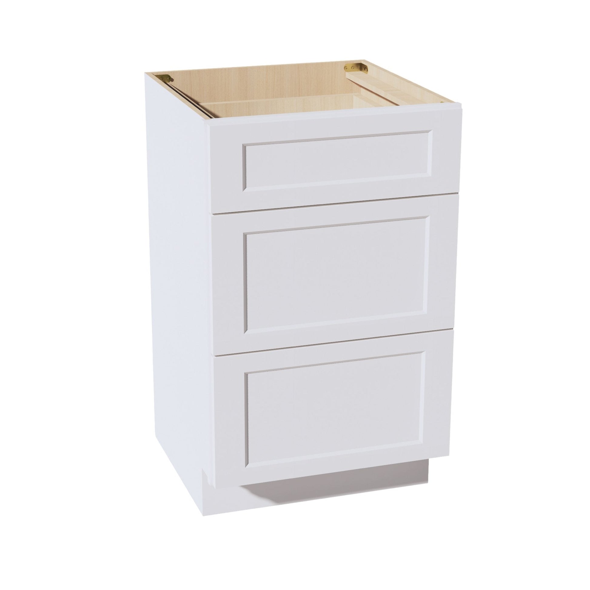 HF - VDB2121: Frost White Shaker 21"W x 34 - 1/2"H x 21"D 3 Drawers Vanity Base Cabinets - NextCabinets