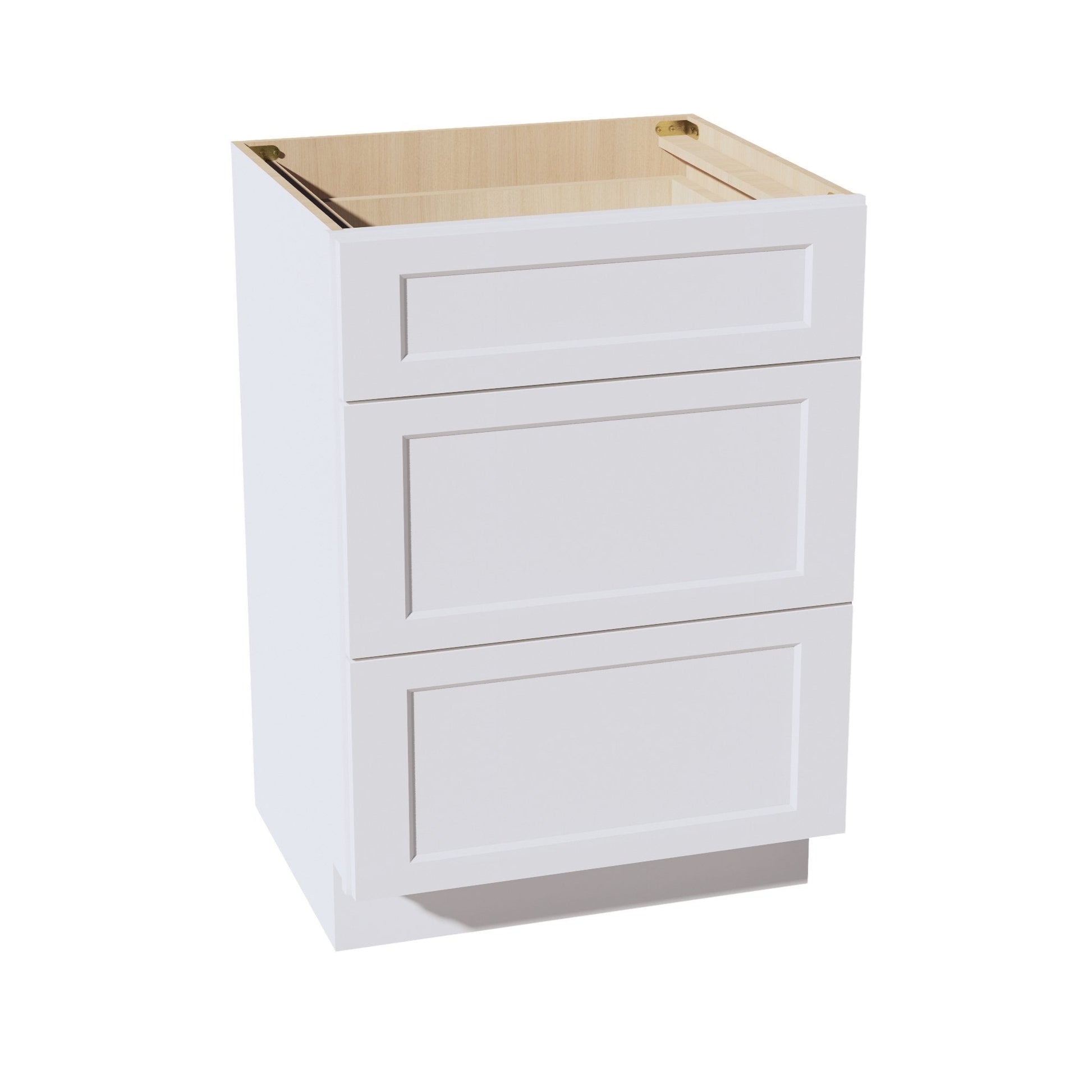 HF - VDB2421: Frost White Shaker 24"W x 34 - 1/2"H x 21"D 3 Drawers Vanity Base Cabinets - NextCabinets