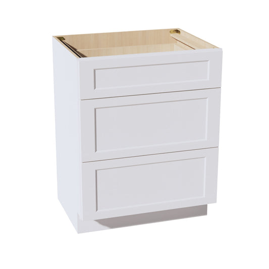 HF - VDB2721: Frost White Shaker 27"W x 34 - 1/2"H x 21"D 3 Drawers Vanity Base Cabinets - NextCabinets