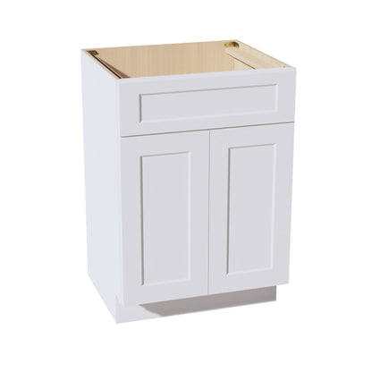 HF - VSB2421: Frost White Shaker 24"W x 34 - 1/2"H x 21"D 2 Doors & 1 False Drawer Vanity Sink Base Cabinets - NextCabinets