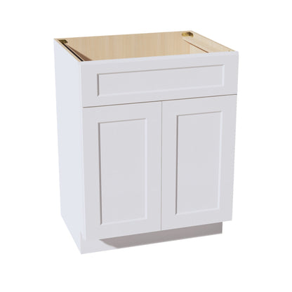 HF - VSB2721: Frost White Shaker 27"W x 34 - 1/2"H x 21"D 2 Doors & 1 False Drawer Vanity Sink Base Cabinets - NextCabinets