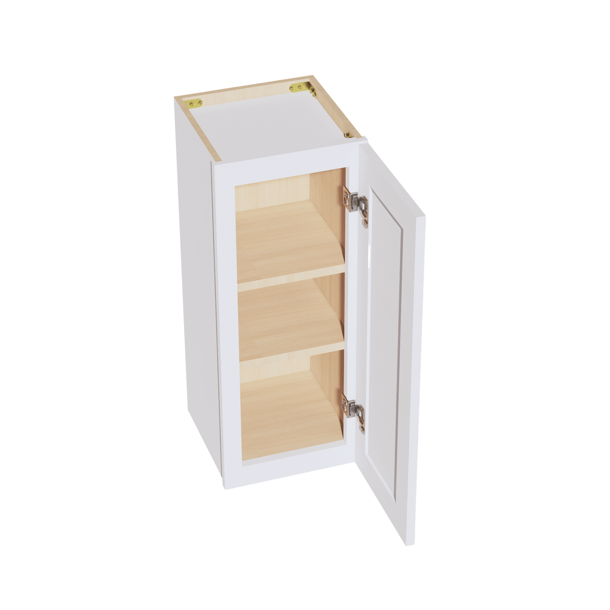 HF - W1230: Frost White Shaker 12"W x 30"H 1 Door & 2 Shelves Standard Wall Cabinet - NextCabinets