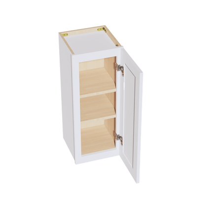 HF - W1230: Frost White Shaker 12"W x 30"H 1 Door & 2 Shelves Standard Wall Cabinet - NextCabinets
