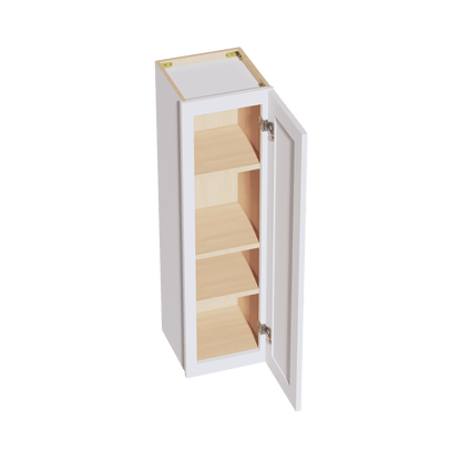 HF - W1242: Frost White Shaker 12"W x 42"H 1 Door & 3 Shelves Standard Wall Cabinet - NextCabinets
