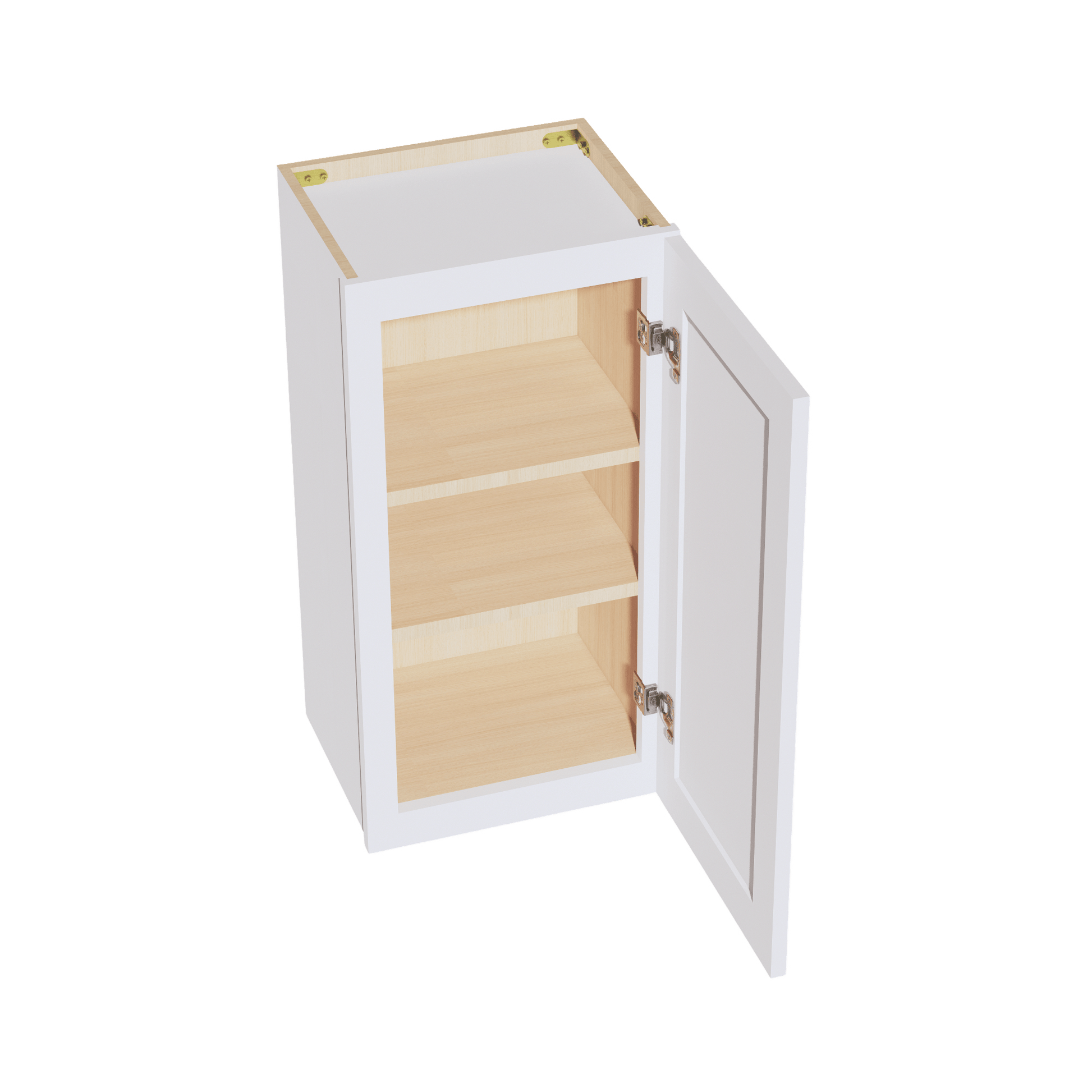 HF - W1530: Frost White Shaker 15"W x 30"H 1 Door & 2 Shelves Standard Wall Cabinet - NextCabinets