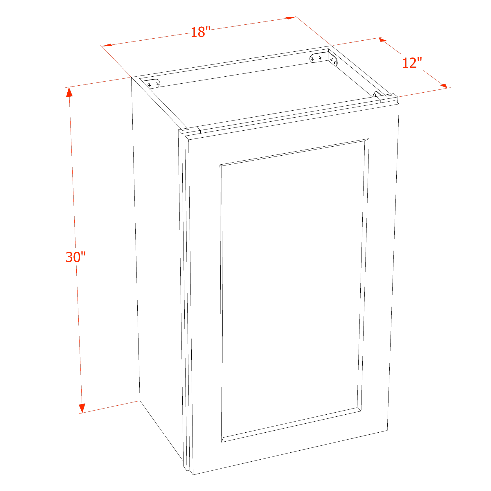 HF - W1830: Frost White Shaker 18"W x 30"H 1 Door & 2 Shelves Standard Wall Cabinet - NextCabinets