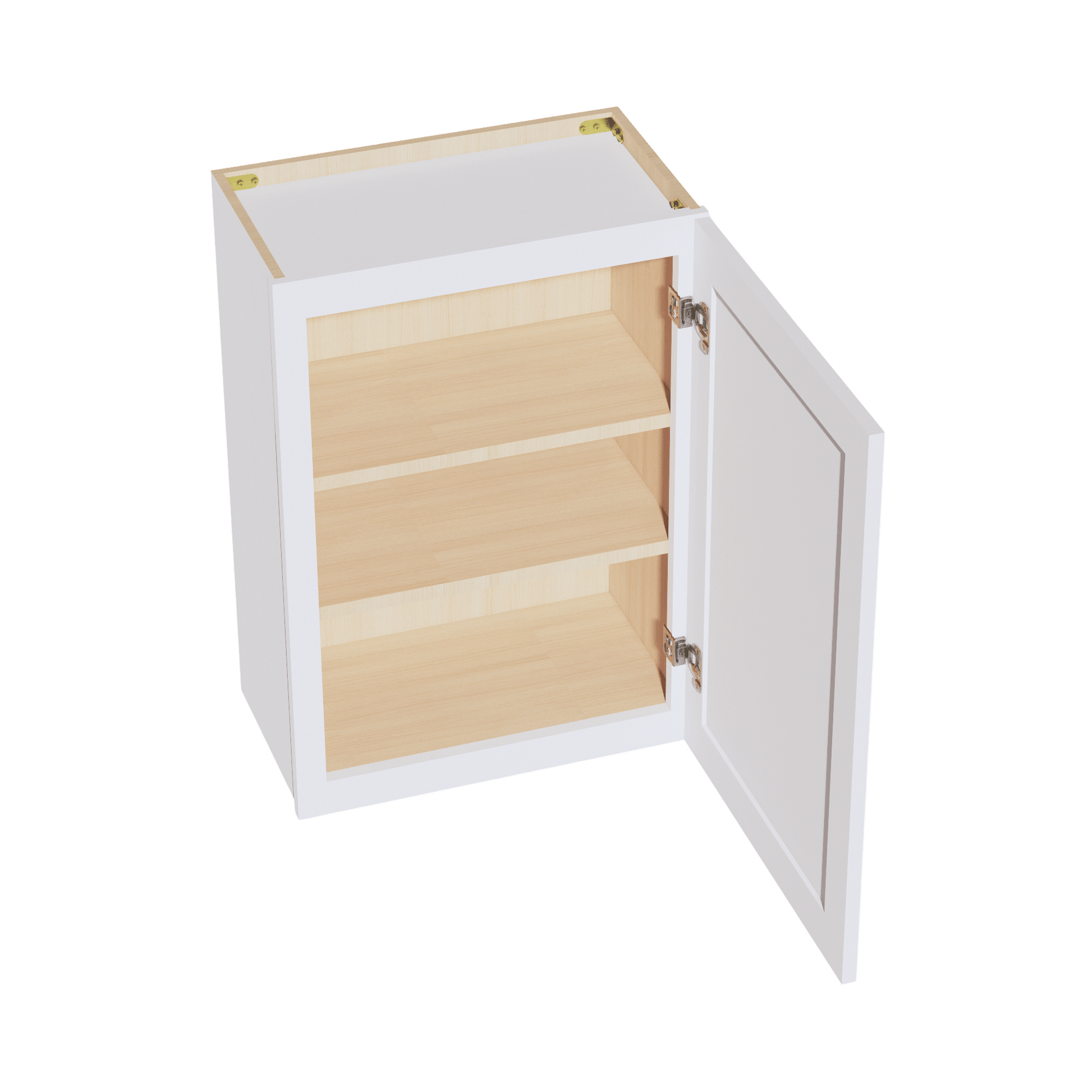 HF - W2130: Frost White Shaker 21"W x 30"H 1 Door & 2 Shelves Standard Wall Cabinet - NextCabinets