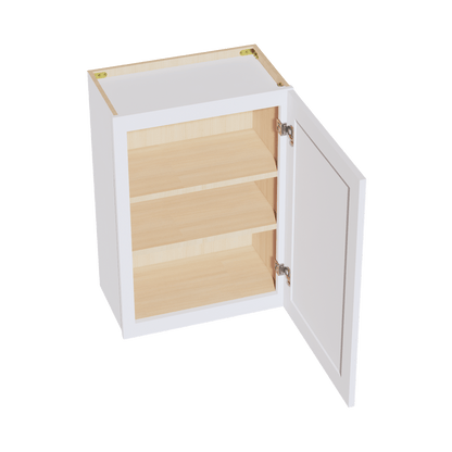 HF - W2130: Frost White Shaker 21"W x 30"H 1 Door & 2 Shelves Standard Wall Cabinet - NextCabinets