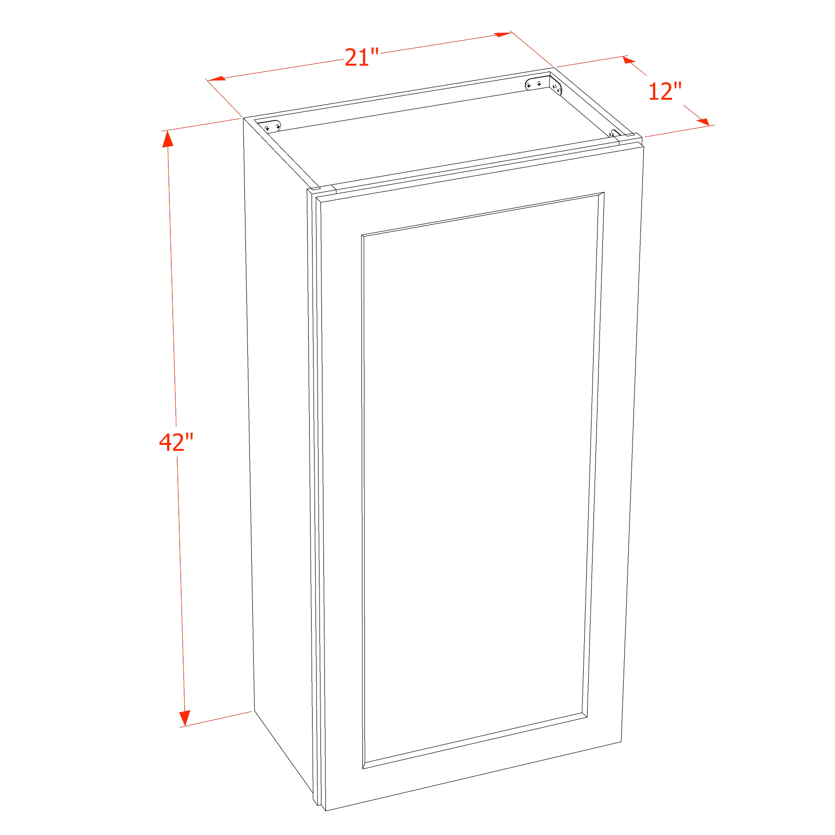 HF - W2142: Frost White Shaker 21"W x 42"H 1 Door & 3 Shelves Standard Wall Cabinet - NextCabinets