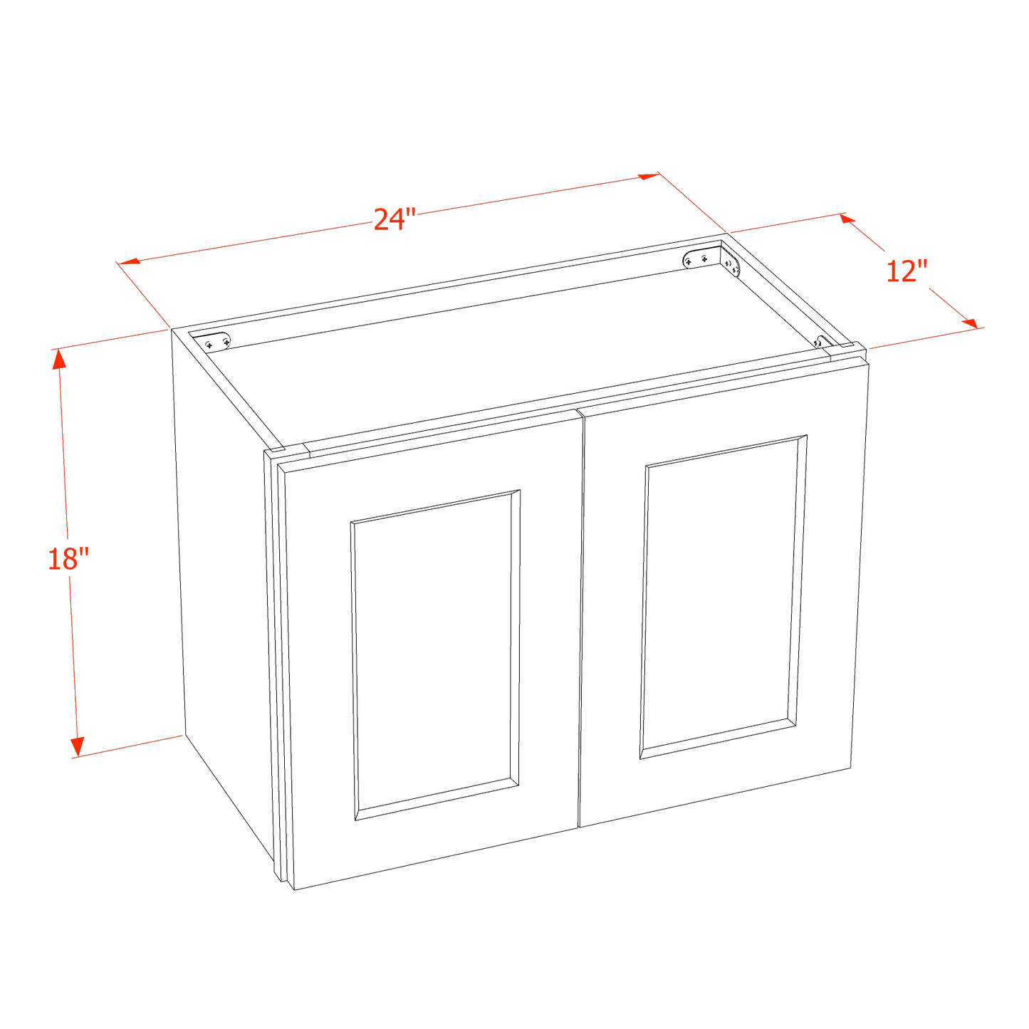HF - W2418: Frost White Shaker 24"W x 18"H 2 Doors Standard Wall Bridge Cabinet - NextCabinets