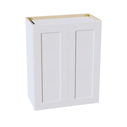 HF - W2430: Frost White Shaker 24"W x 30"H 2 Doors & 2 Shelves Standard Wall Cabinet - NextCabinets