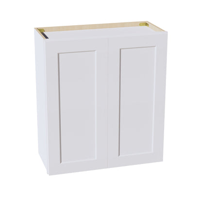 HF - W2730: Frost White Shaker 27"W x 30"H 2 Doors & 2 Shelves Standard Wall Cabinet - NextCabinets