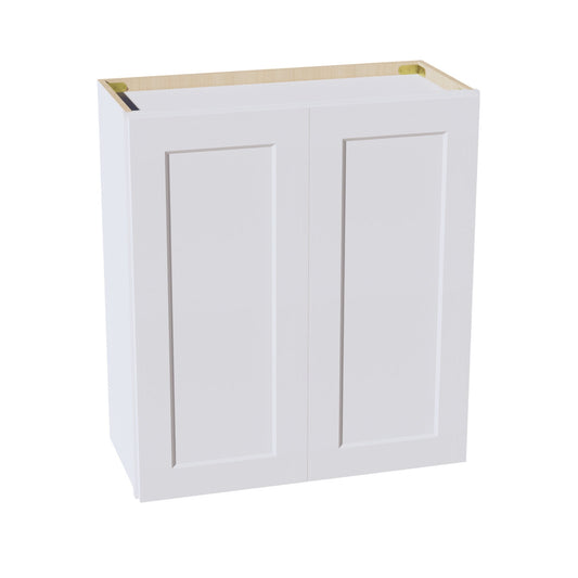 HF - W2730: Frost White Shaker 27"W x 30"H 2 Doors & 2 Shelves Standard Wall Cabinet - NextCabinets