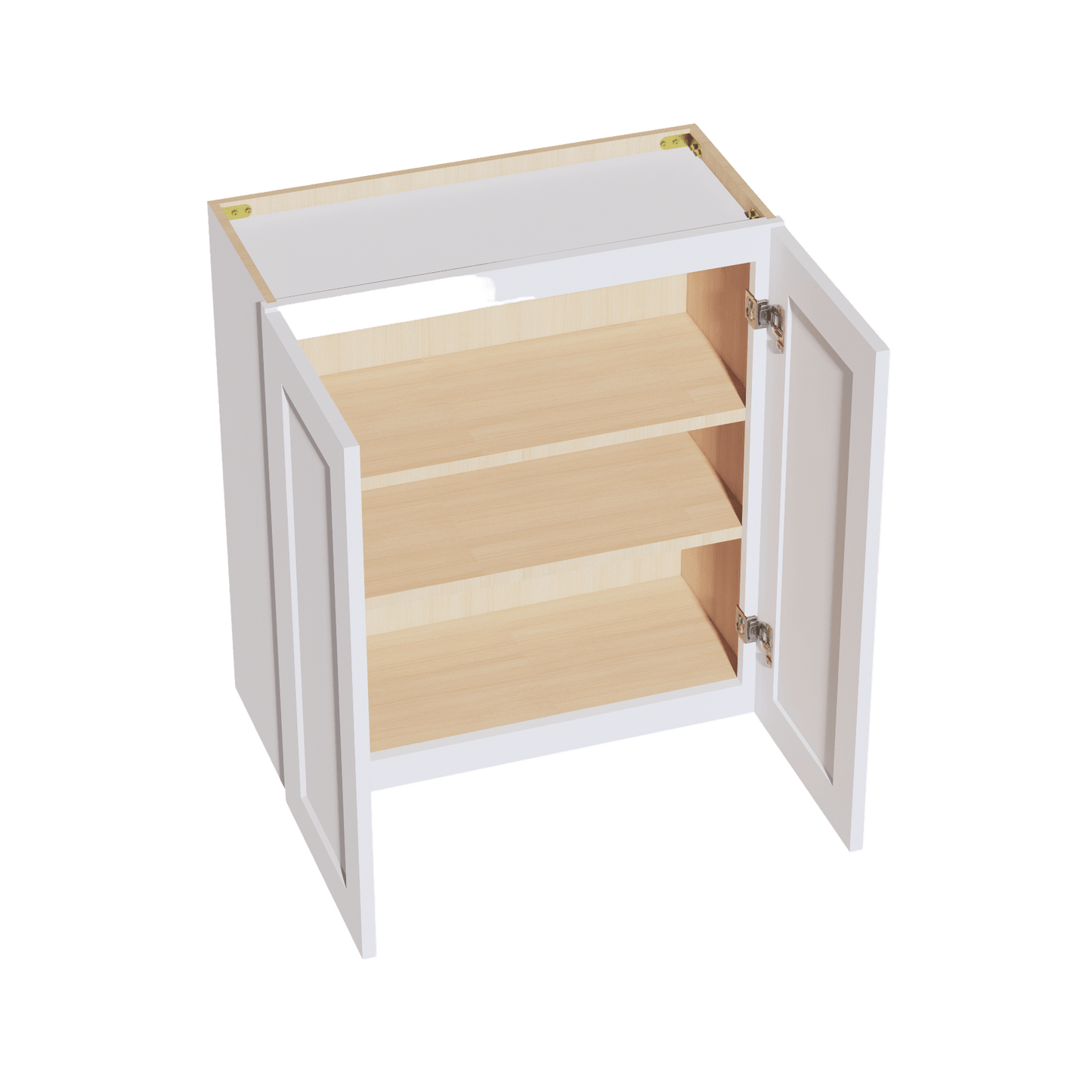 HF - W2730: Frost White Shaker 27"W x 30"H 2 Doors & 2 Shelves Standard Wall Cabinet - NextCabinets