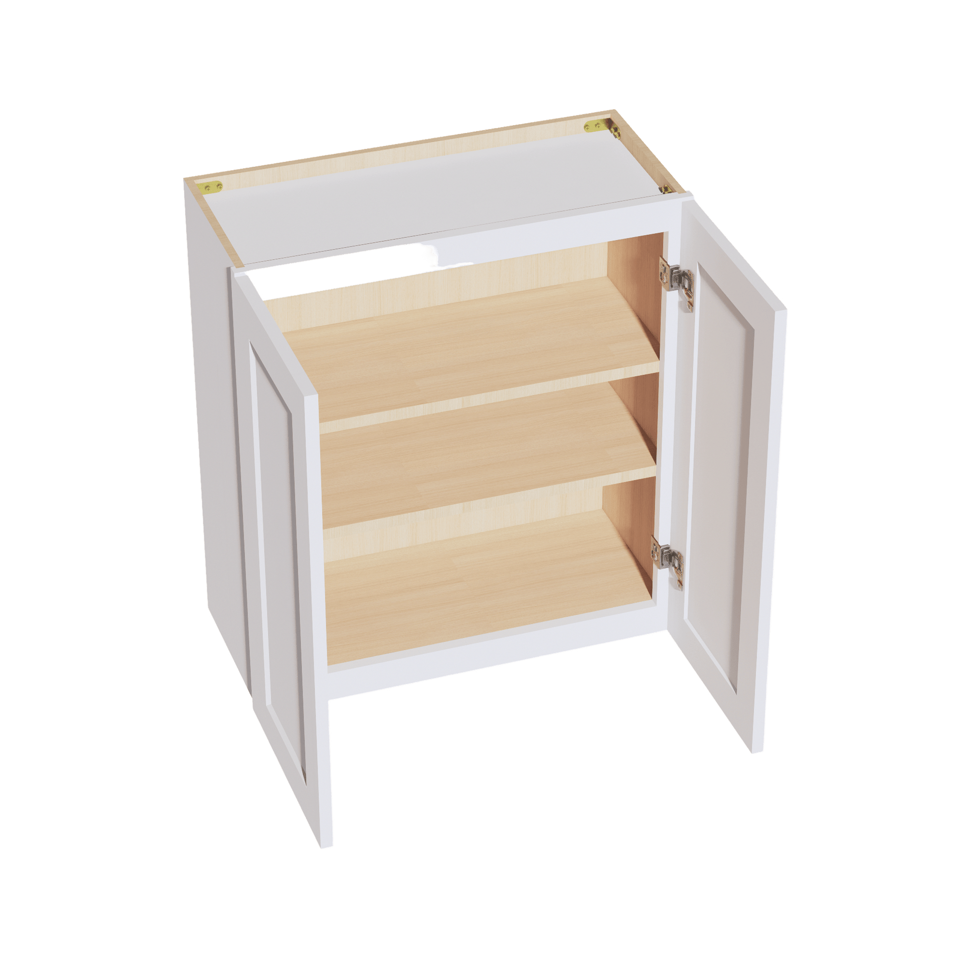 HF - W2730: Frost White Shaker 27"W x 30"H 2 Doors & 2 Shelves Standard Wall Cabinet - NextCabinets