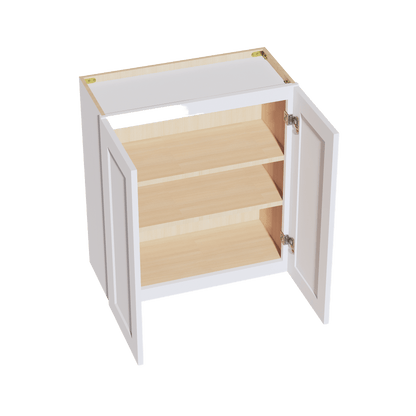 HF - W2730: Frost White Shaker 27"W x 30"H 2 Doors & 2 Shelves Standard Wall Cabinet - NextCabinets