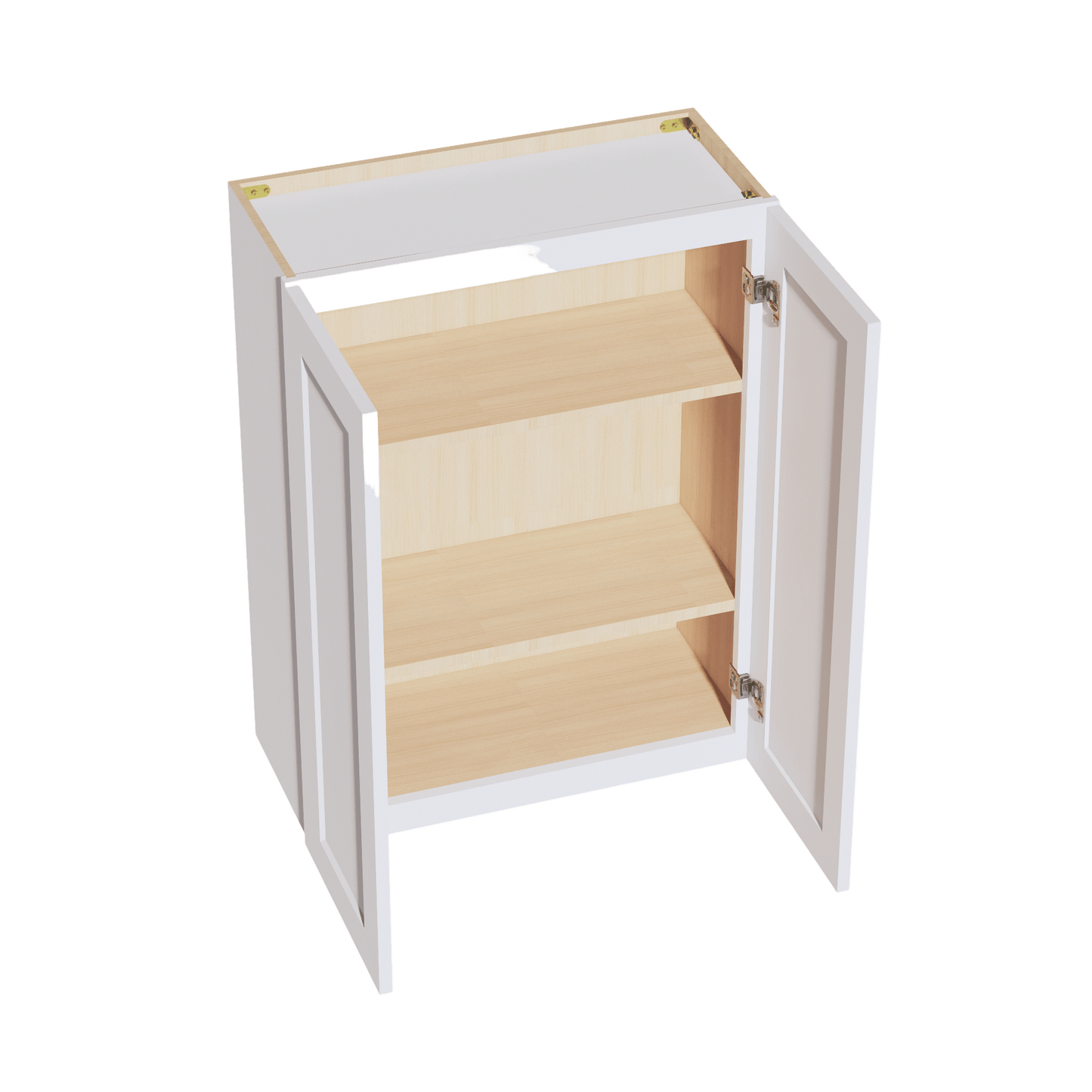 HF - W2736: Frost White Shaker 27"W x 36"H 2 Doors & 2 Shelves Standard Wall Cabinet - NextCabinets