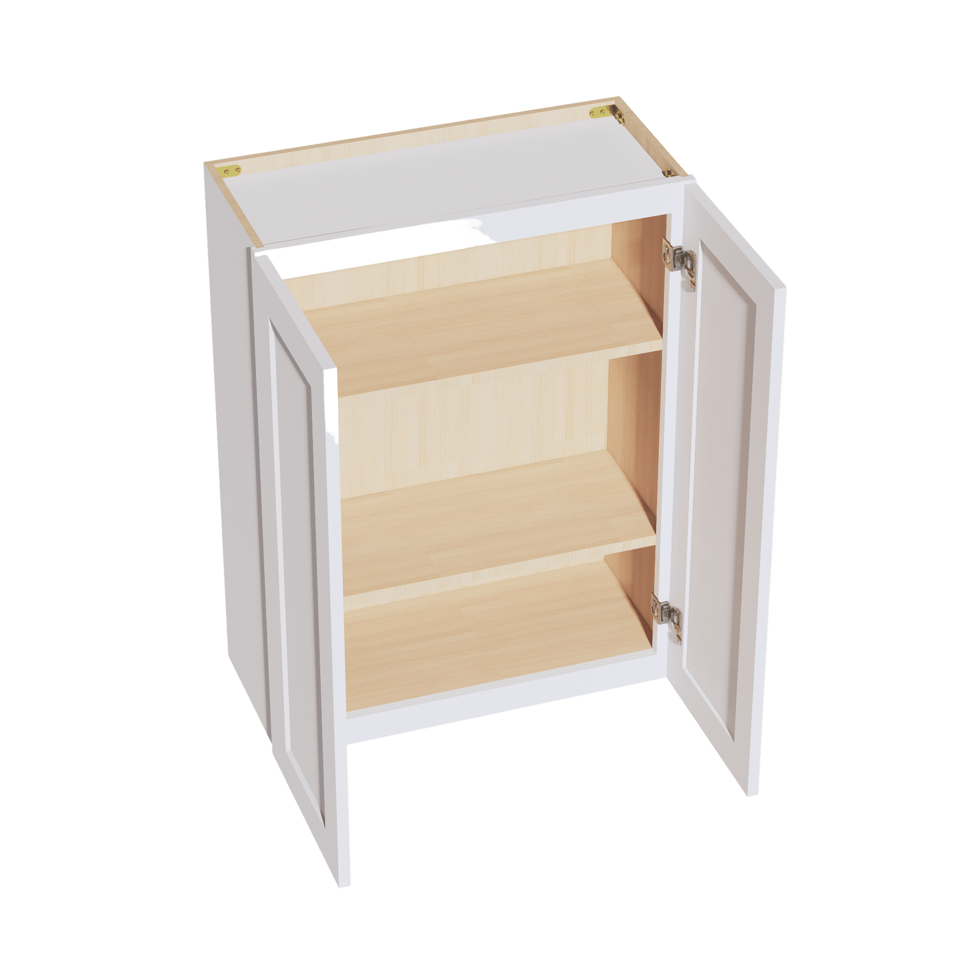 HF - W2736: Frost White Shaker 27"W x 36"H 2 Doors & 2 Shelves Standard Wall Cabinet - NextCabinets