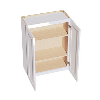 HF - W2736: Frost White Shaker 27"W x 36"H 2 Doors & 2 Shelves Standard Wall Cabinet - NextCabinets