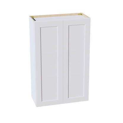 HF - W2742: Frost White Shaker 27"W x 42"H 2 Doors & 3 Shelves Standard Wall Cabinet - NextCabinets