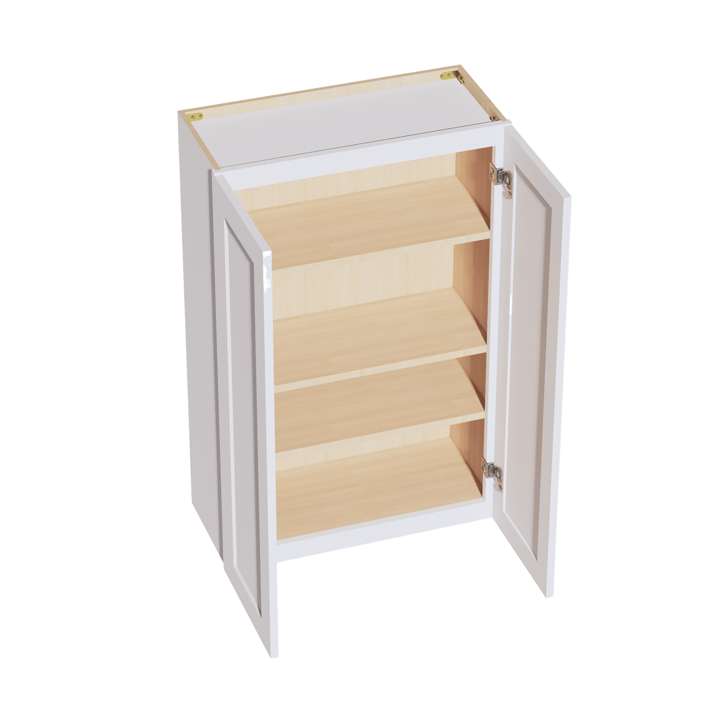 HF - W2742: Frost White Shaker 27"W x 42"H 2 Doors & 3 Shelves Standard Wall Cabinet - NextCabinets