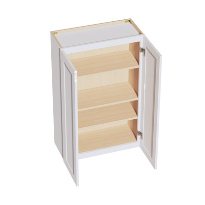 HF - W2742: Frost White Shaker 27"W x 42"H 2 Doors & 3 Shelves Standard Wall Cabinet - NextCabinets