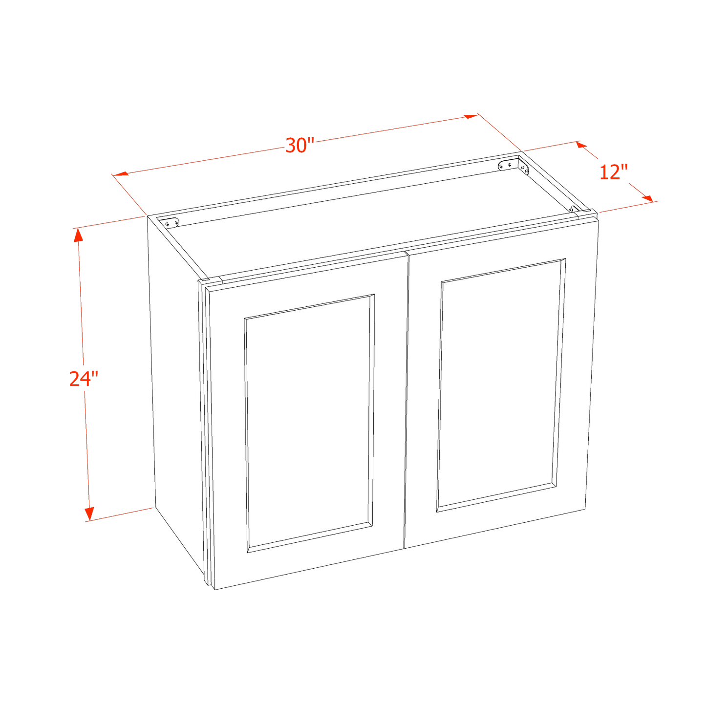 HF - W3024: Frost White Shaker 30"W x 24"H 2 Doors Standard Wall Bridge Cabinet - NextCabinets