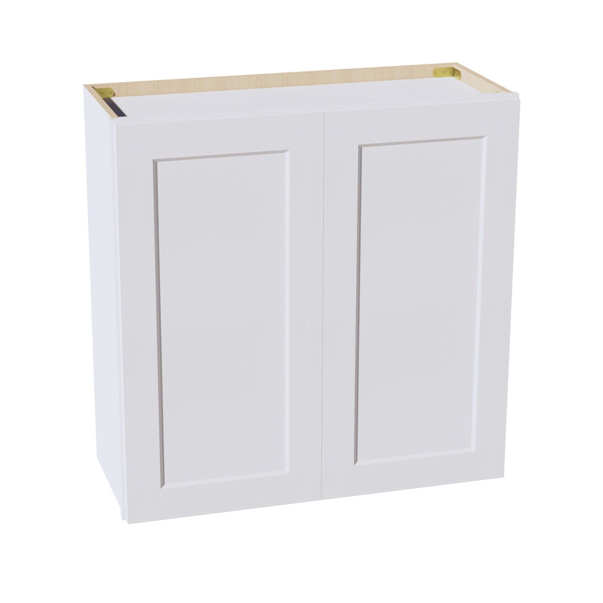 HF - W3030: Frost White Shaker 30"W x 30"H 2 Doors & 2 Shelves Standard Wall Cabinet - NextCabinets