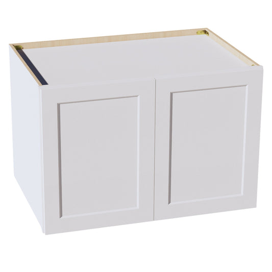 HF - W332424: Frost White Shaker 33"W x 24"H x 24"D 2 Doors & 1 Shelf Standard Bridge Wall Cabinet - NextCabinets