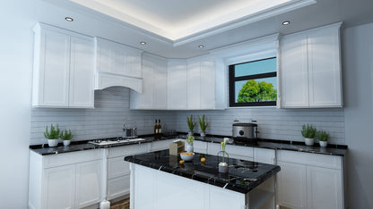 HF - W332424: Frost White Shaker 33"W x 24"H x 24"D 2 Doors & 1 Shelf Standard Bridge Wall Cabinet - NextCabinets