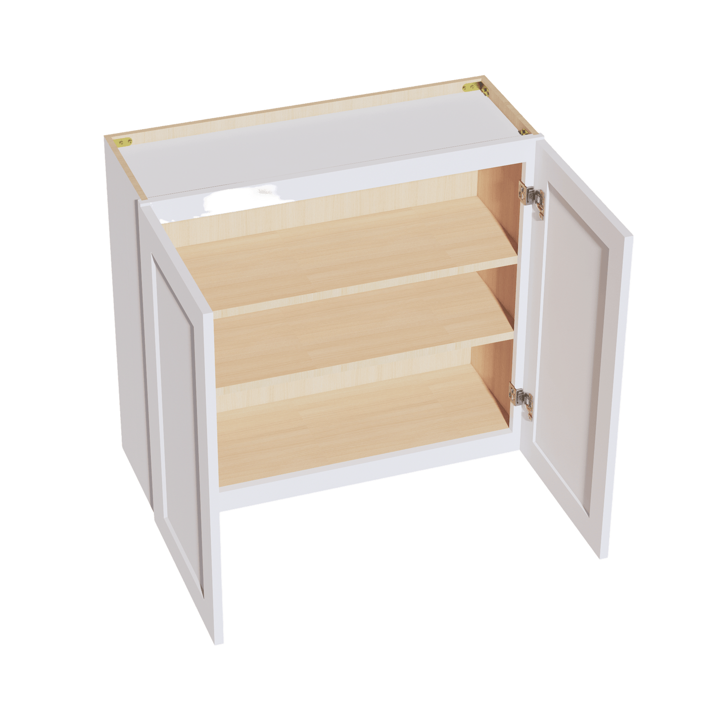 HF - W3330: Frost White Shaker 33"W x 30"H 2 Doors & 2 Shelves Standard Wall Cabinet - NextCabinets