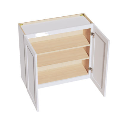 HF - W3330: Frost White Shaker 33"W x 30"H 2 Doors & 2 Shelves Standard Wall Cabinet - NextCabinets