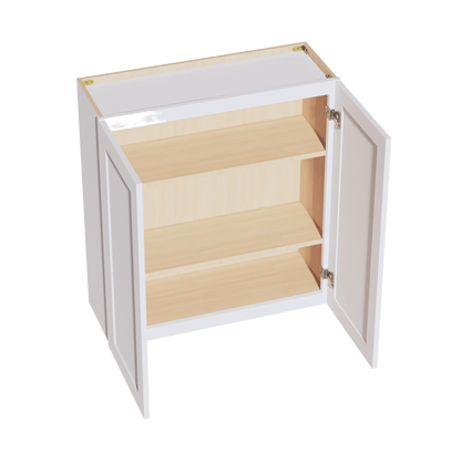HF - W3336: Frost White Shaker 33"W x 36"H 2 Doors & 2 Shelves Standard Wall Cabinet - NextCabinets