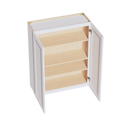 HF - W3342: Frost White Shaker 33"W x 42"H 2 Doors & 3 Shelves Standard Wall Cabinet - NextCabinets