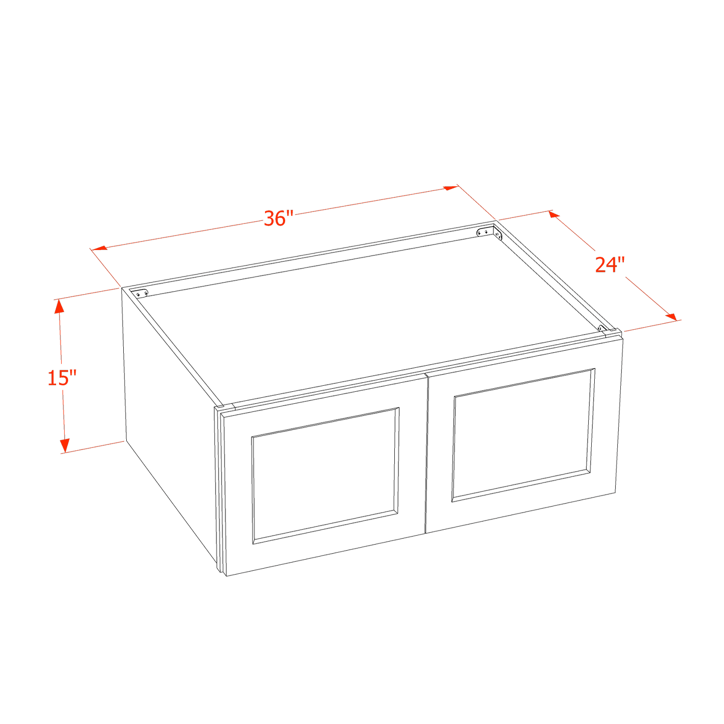 HF - W361524: Frost White Shaker 36"W x 15"H x 24"D 2 Doors Standard Bridge Wall Cabinet - NextCabinets