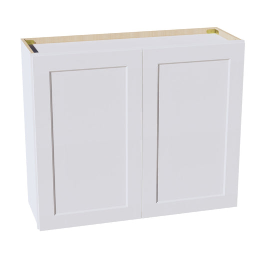 HF - W3630: Frost White Shaker 36"W x 30"H 2 Doors & 2 Shelves Standard Wall Cabinet - NextCabinets