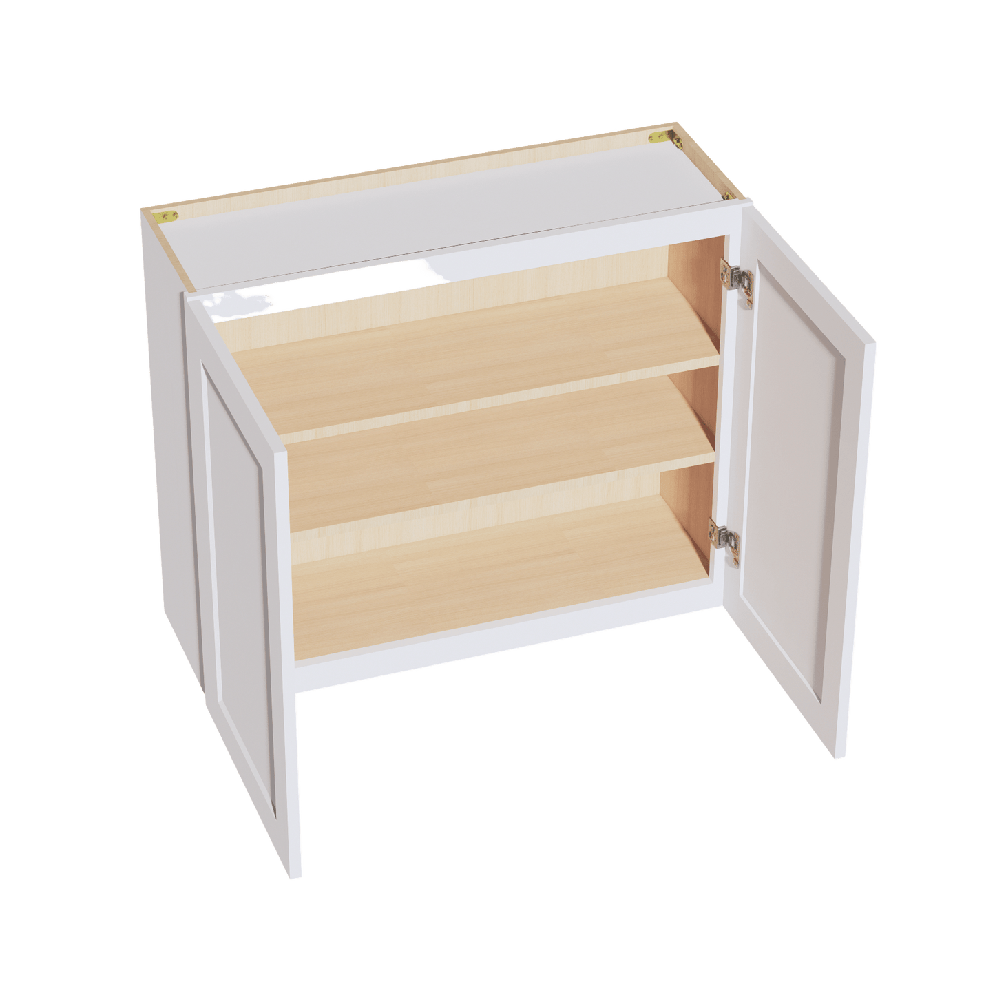 HF - W3630: Frost White Shaker 36"W x 30"H 2 Doors & 2 Shelves Standard Wall Cabinet - NextCabinets