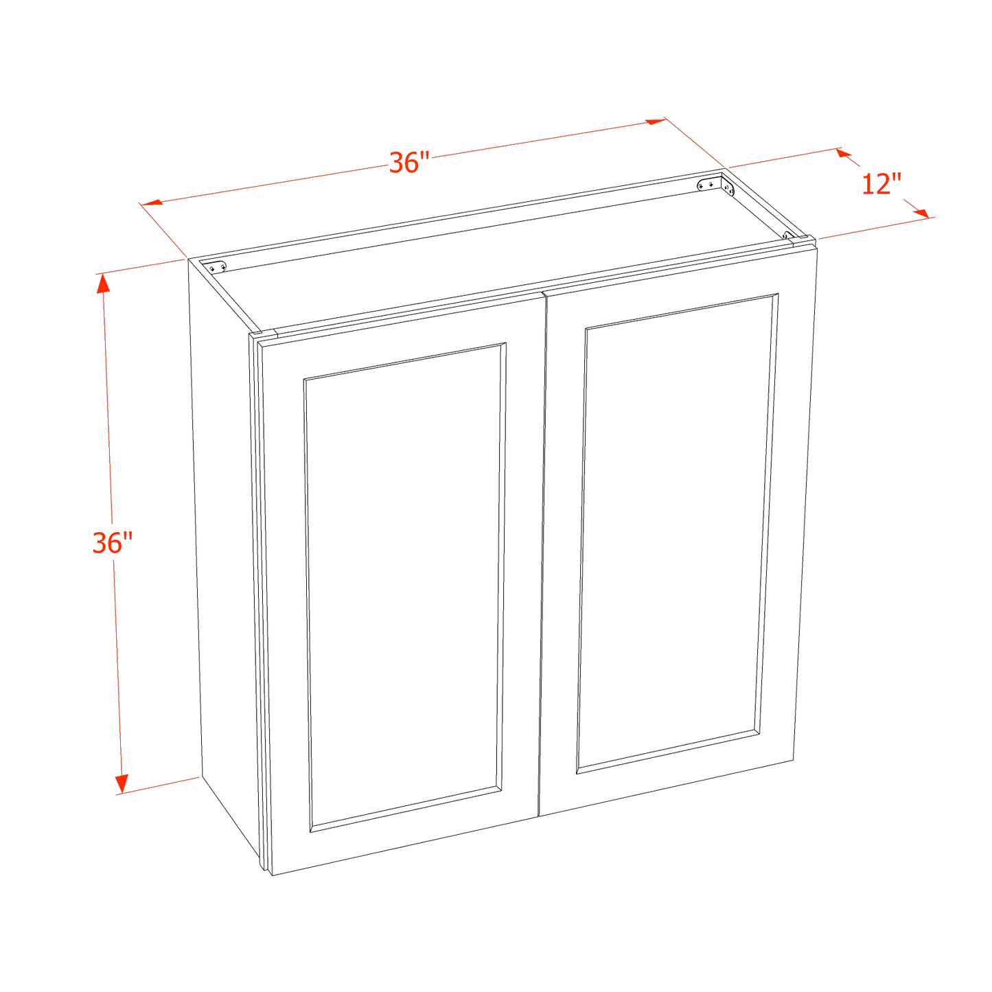 HF - W3636: Frost White Shaker 36"W x 36"H 2 Doors & 2 Shelves Standard Wall Cabinet - NextCabinets