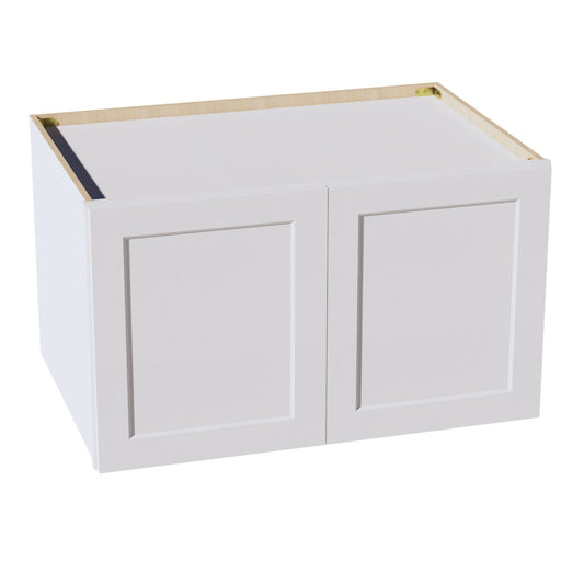 HF - W392424: Frost White Shaker 39"W x 24"H x 24"D 2 Doors & 1 Shelf Standard Bridge Wall Cabinet - NextCabinets