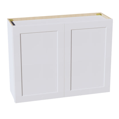 HF - W3930: Frost White Shaker 39"W x 30"H 2 Doors & 2 Shelves Standard Wall Cabinet - NextCabinets