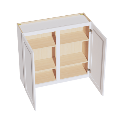 HF - W3936: Frost White Shaker 39"W x 36"H 2 Doors & 2 Shelves Standard Wall Cabinet - NextCabinets