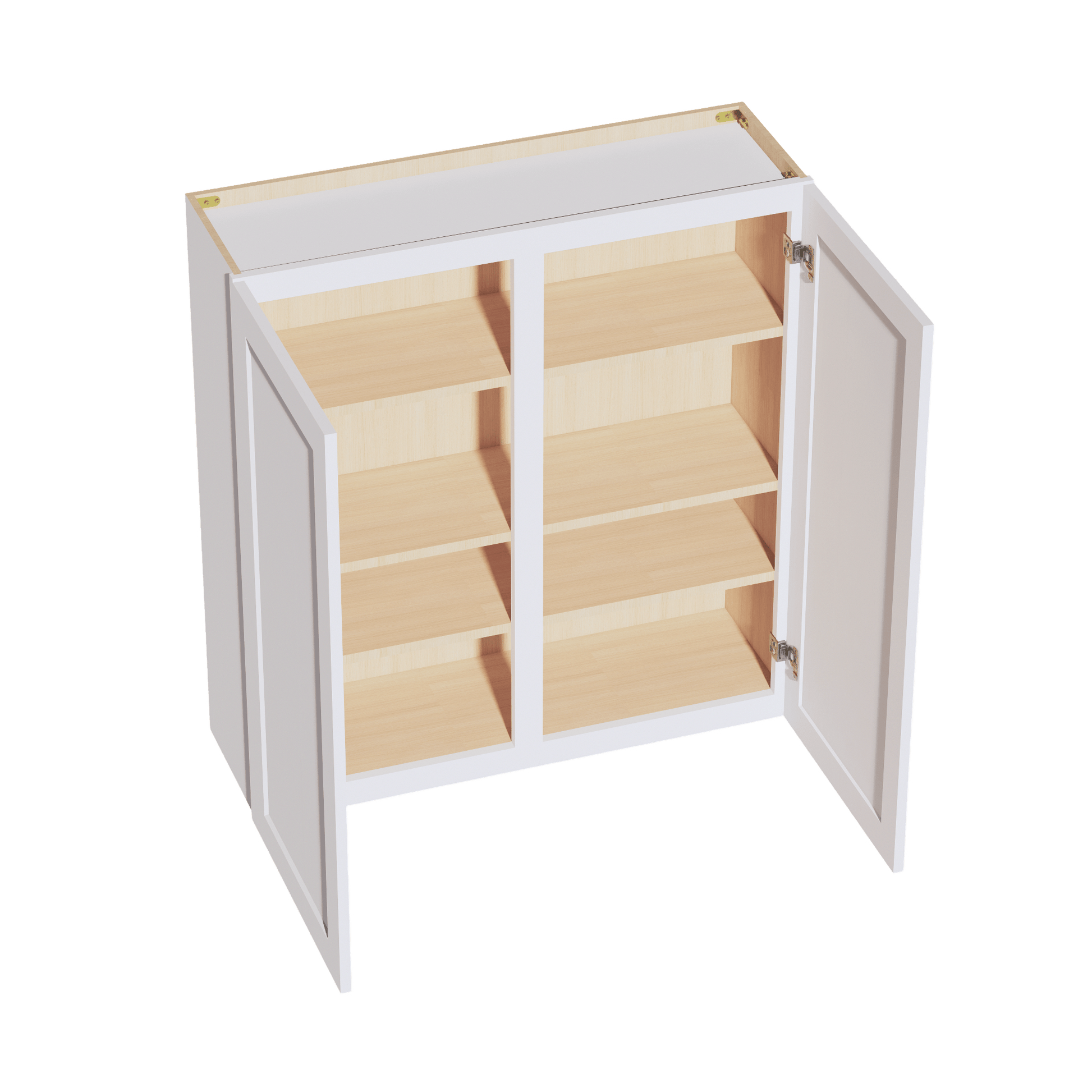 HF - W3942: Frost White Shaker 39"W x 42"H 2 Doors & 3 Shelves Standard Wall Cabinet - NextCabinets