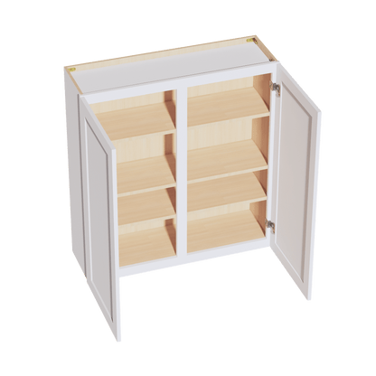 HF - W3942: Frost White Shaker 39"W x 42"H 2 Doors & 3 Shelves Standard Wall Cabinet - NextCabinets
