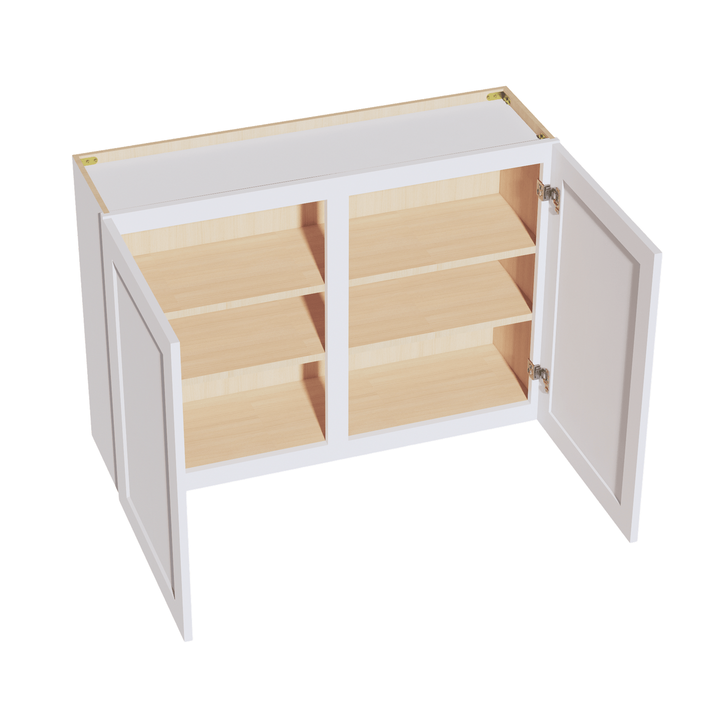 HF - W4230: Frost White Shaker 42"W x 30"H 2 Doors & 2 Shelves Standard Wall Cabinet - NextCabinets