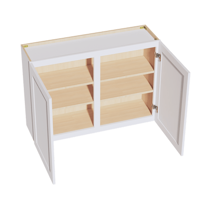 HF - W4230: Frost White Shaker 42"W x 30"H 2 Doors & 2 Shelves Standard Wall Cabinet - NextCabinets