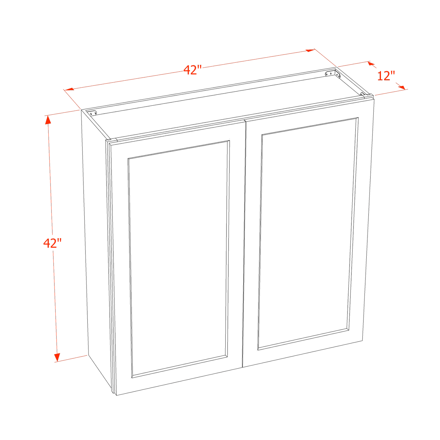 HF - W4242: Frost White Shaker 42"W x 42"H 2 Doors & 3 Shelves Standard Wall Cabinet - NextCabinets