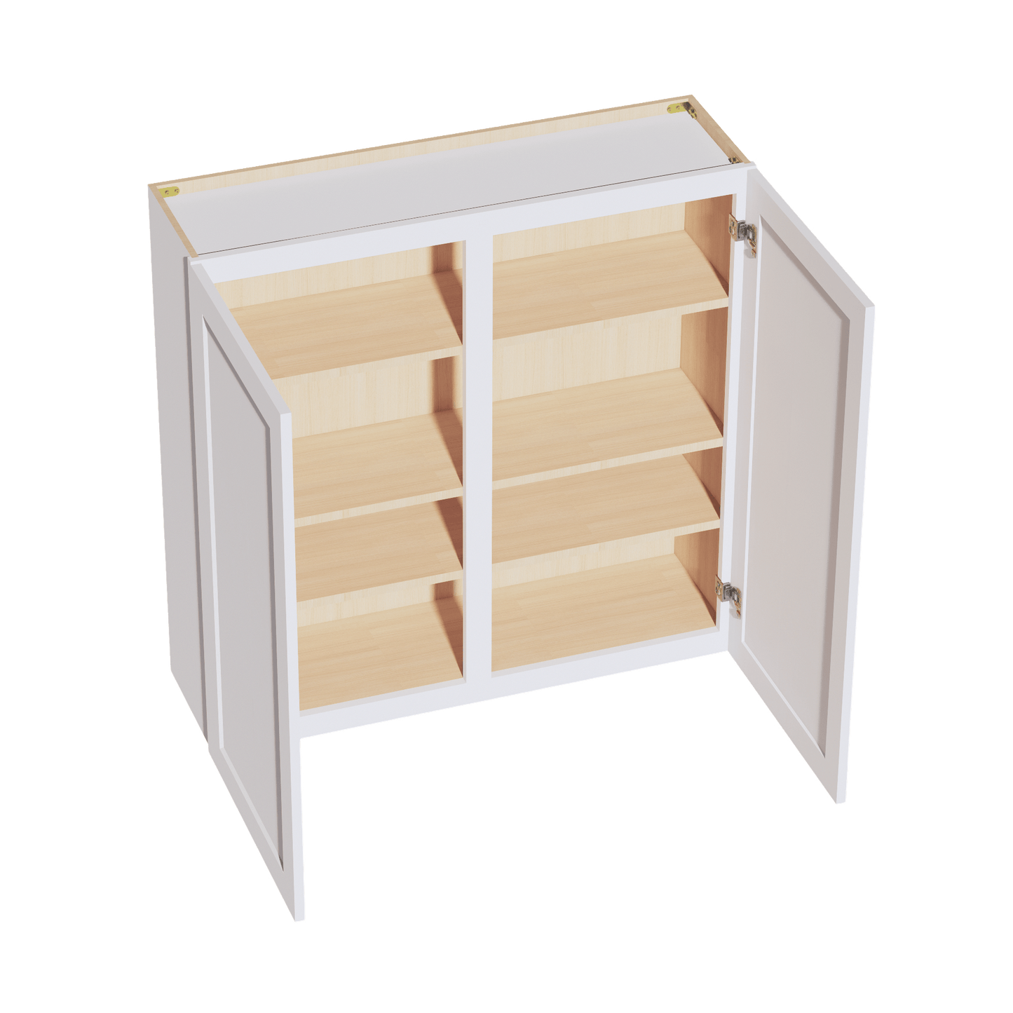 HF - W4242: Frost White Shaker 42"W x 42"H 2 Doors & 3 Shelves Standard Wall Cabinet - NextCabinets