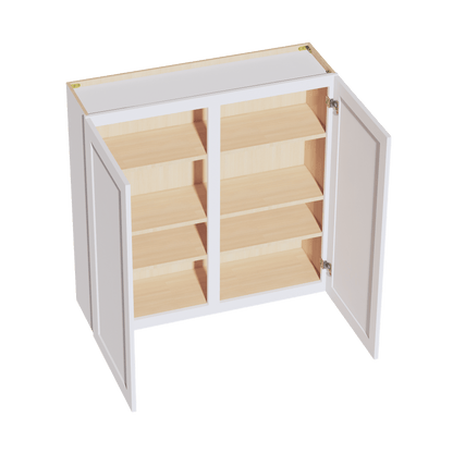 HF - W4242: Frost White Shaker 42"W x 42"H 2 Doors & 3 Shelves Standard Wall Cabinet - NextCabinets