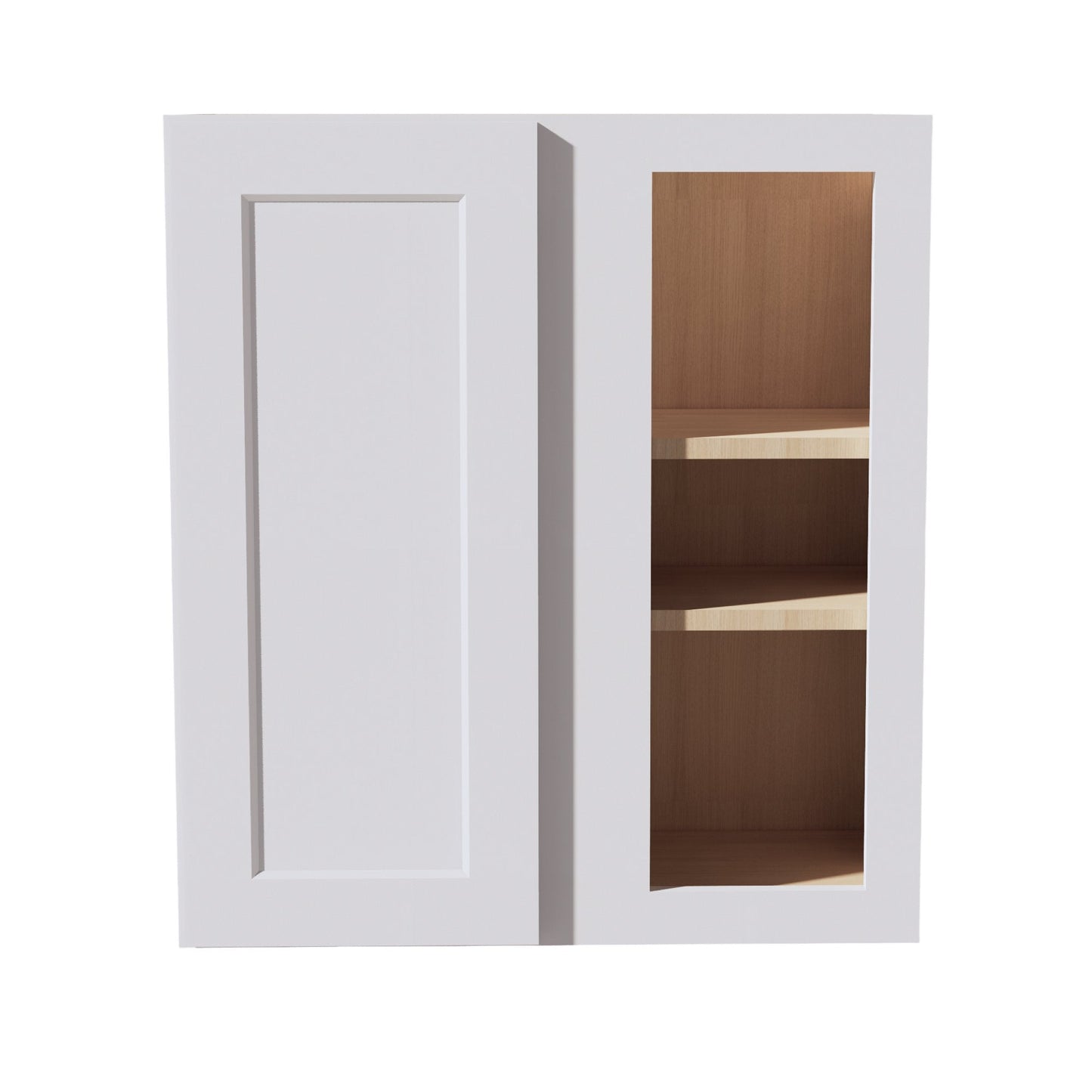 HF - WBC2730: Frost White Shaker 27"W x 30"H 1 Door & 2 Shelves Wall Blind Corner Cabinets - NextCabinets